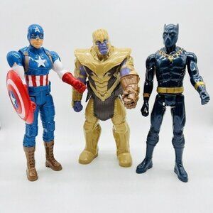 Marvel Avengers: Titan Hero Series Thanos, Black Panther & Captain‎ America 12”